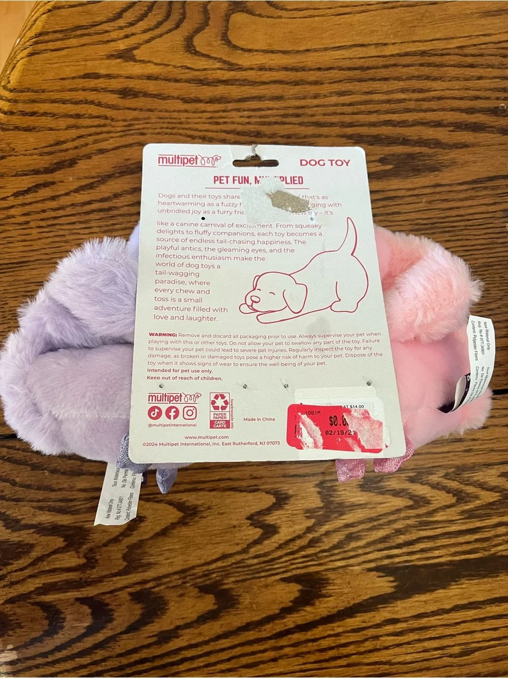 Plush Pink & Purple Bird Dog Toys - 2 Pack
